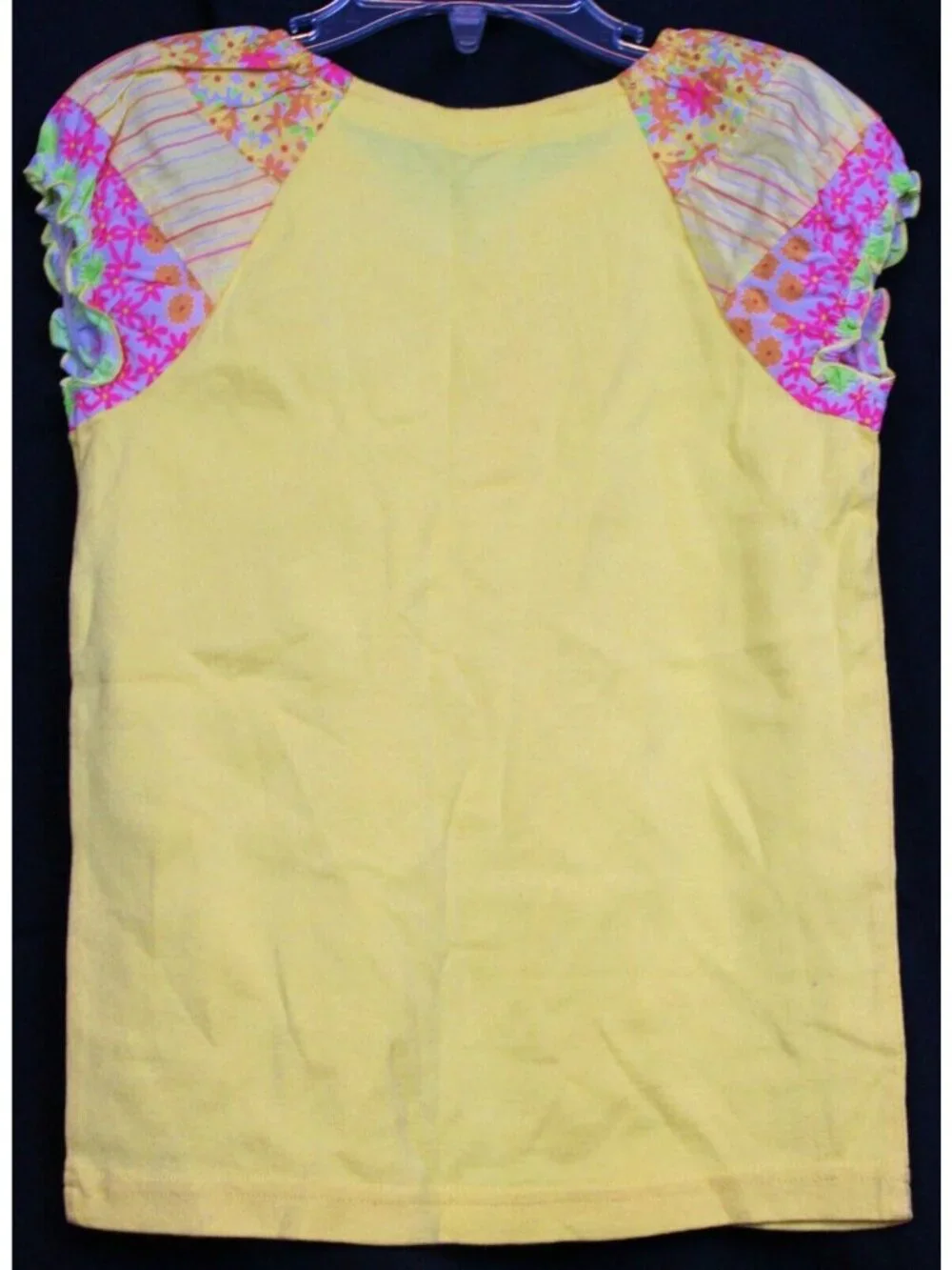 2006 Gymboree Freshly Picked Tee Shirt Flowers Lace sz 7 Cap Sleeve Puff Bow